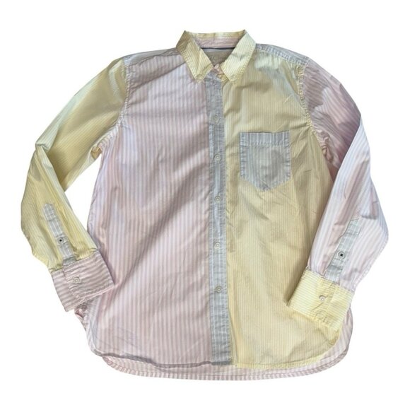 J Crew Womens Classic Fit Poplin Shirt~Size 10~Cocktail Stripe Yellow Top L15 14 - Picture 8 of 13